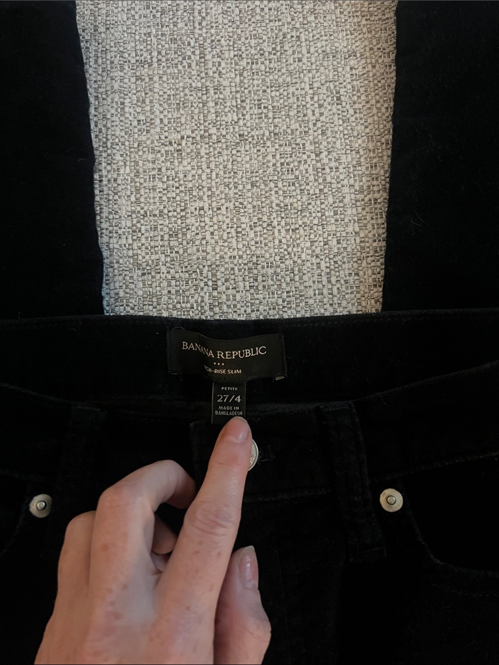 Banana Republic Black Velvet-Look Slim Pants